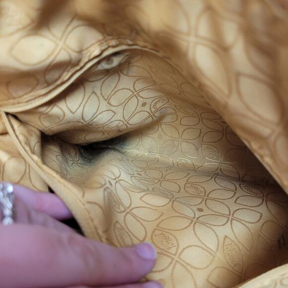 Fossil yellow mustard pebbled leather satchel bag shoulder purse - Picture 10 of 13